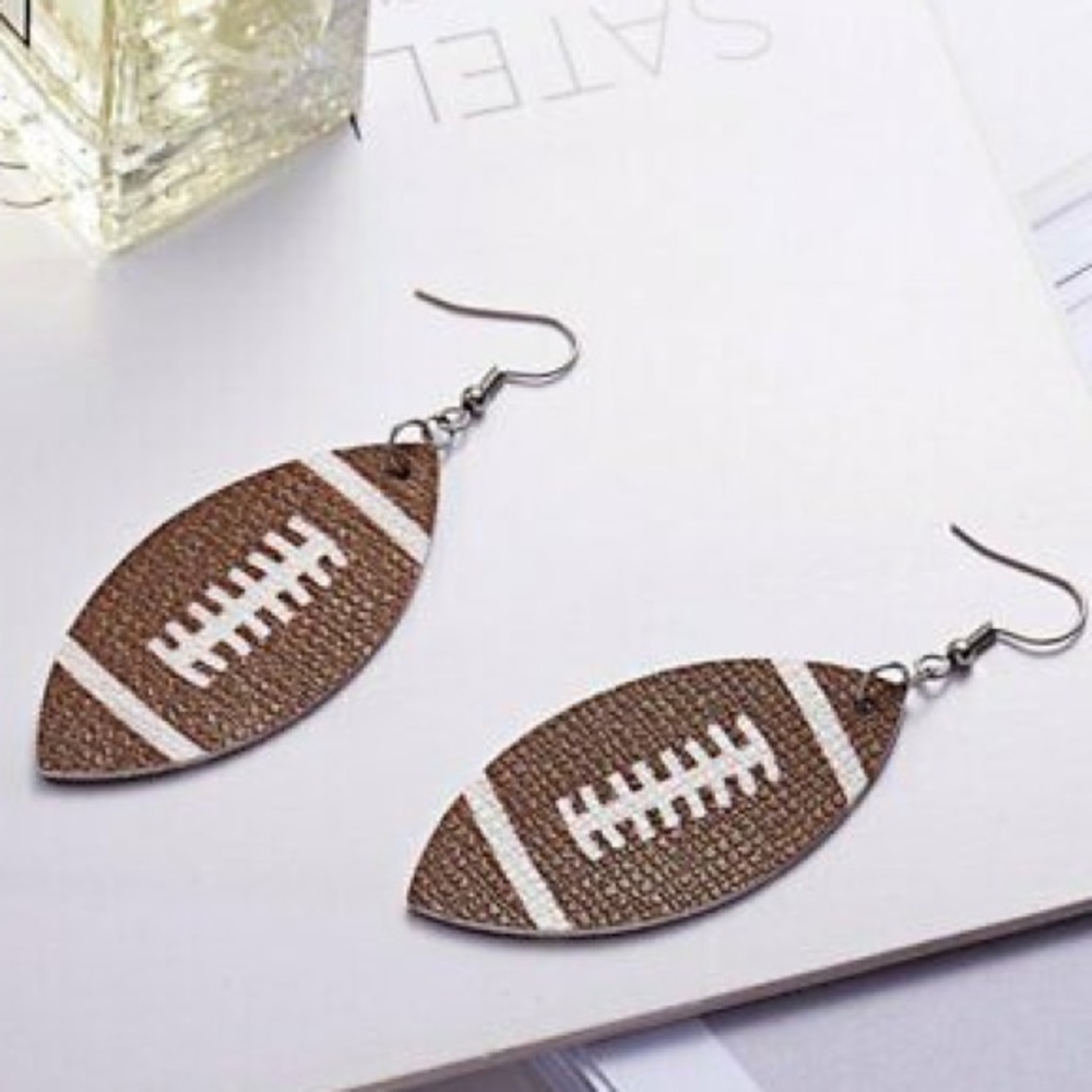 Football 🏈 Teardrop Dangle Earrings - Picture 2 of 4
